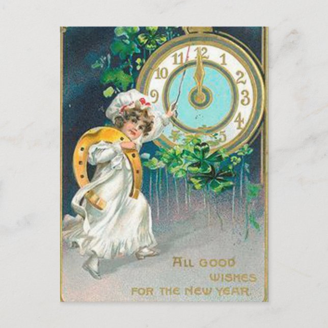 Vintage New Year's Holiday Postcard (Front)