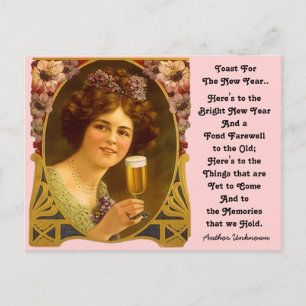 Vintage New Year's Toast Champagne Girl Postcards