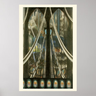 Vintage New York Architecture, Brooklyn Bridge Poster