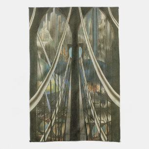 Vintage New York Architecture, Brooklyn Bridge Tea Towel