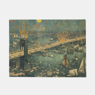 Vintage New York Brooklyn Bridge Door Mat