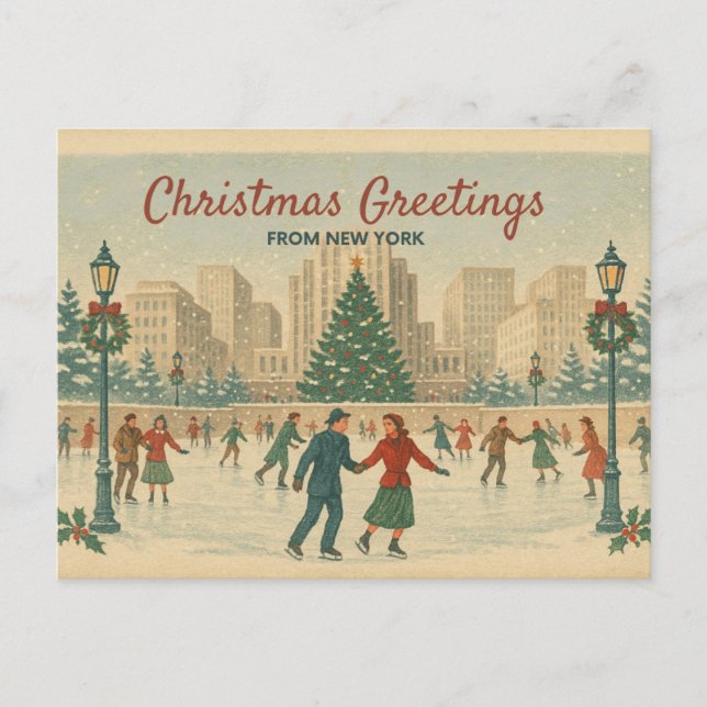 Vintage New York Christmas Card (Front)