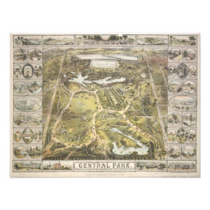 Vintage New York City Central Park Map, 1863 Photo Print