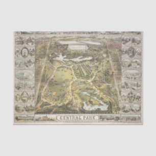 Vintage New York City Central Park Map Decoupage Tissue Paper