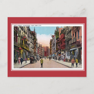 Vintage New York City Chinatown Mott Street Postcard