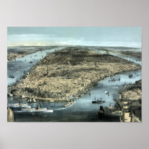 Vintage New York City Circa 1850 Poster