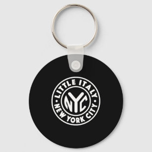 Vintage New York City Circle Little Italy White Key Ring