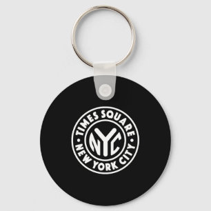 Vintage New York City Circle Times Square White  Key Ring
