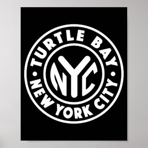Vintage New York City Circle Turtle Bay White Poster