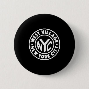 Vintage New York City Circle West Village White  6 Cm Round Badge