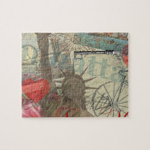 Vintage New York City Collage Jigsaw Puzzle