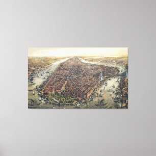 Vintage New York City, Manhattan, Brooklyn Bridge Canvas Print