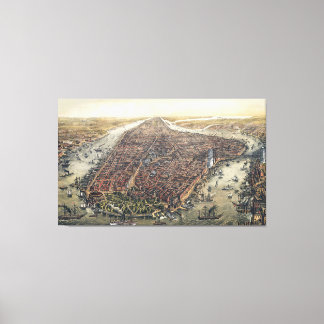 Vintage New York City, Manhattan, Brooklyn Bridge Canvas Print