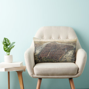 Vintage New York City, Manhattan, Brooklyn Bridge Lumbar Cushion