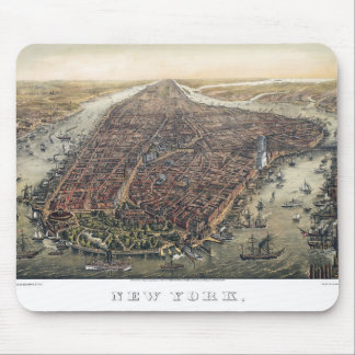 Vintage New York City, Manhattan, Brooklyn Bridge Mouse Mat