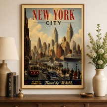 Vintage New York City NY Travel Poster