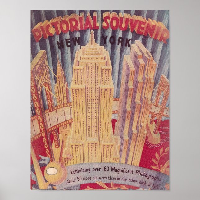 Vintage New York City Pictorial Souvenir Poster (Front)