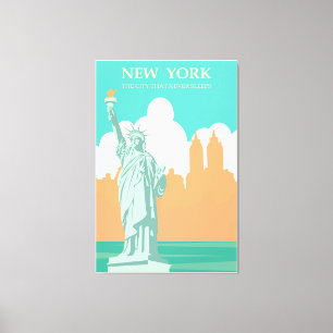 Vintage New York City Poster Lady Liberty Canvas Print