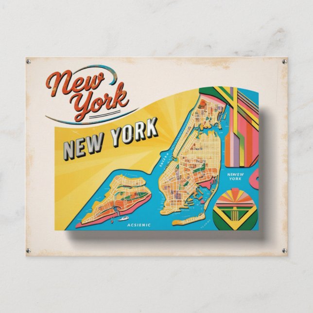 Vintage New York City Retro Postcard (Front)