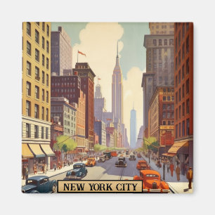 Vintage New York City Retro Theme Travel Style Magnet