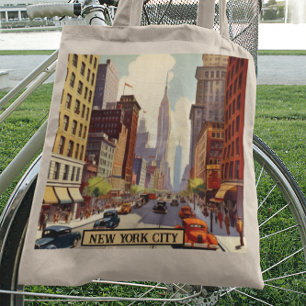 Vintage New York City Retro Theme Travel Style Tote Bag