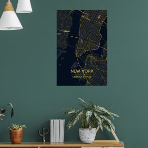 Vintage New York City Road Map Art Print NYC