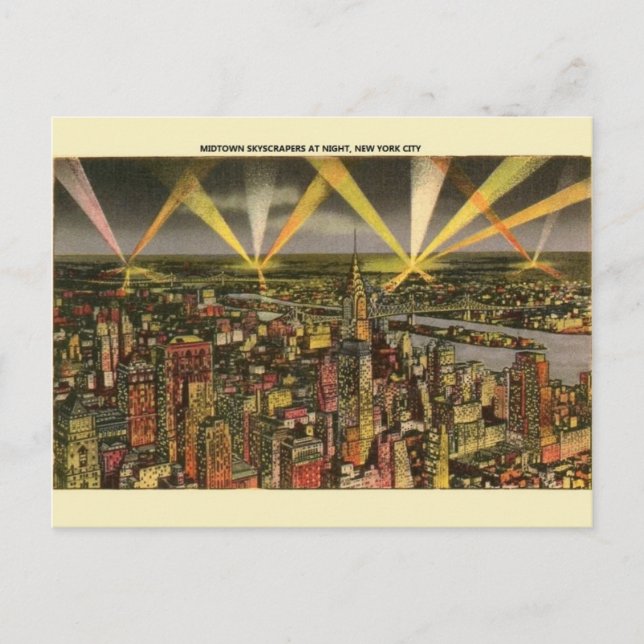 Vintage New York City Skyscrapers Postcard (Front)