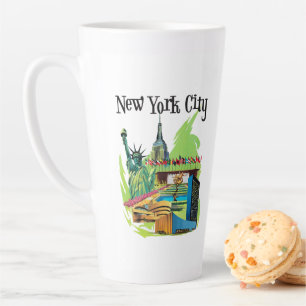 Vintage New york City statue of liberty Travel art Latte Mug
