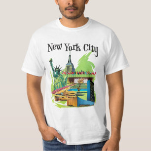 Vintage New york City statue of liberty Travel art T-Shirt