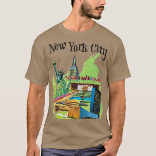 Vintage New york City statue of liberty Travel art T-Shirt
