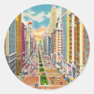 Vintage New York City, USA - Classic Round Sticker
