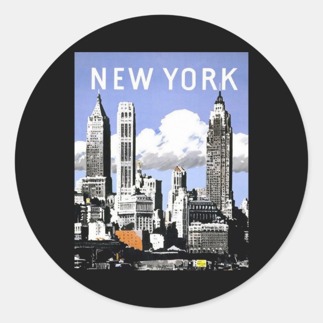 Vintage New York Classic Round Sticker (Front)