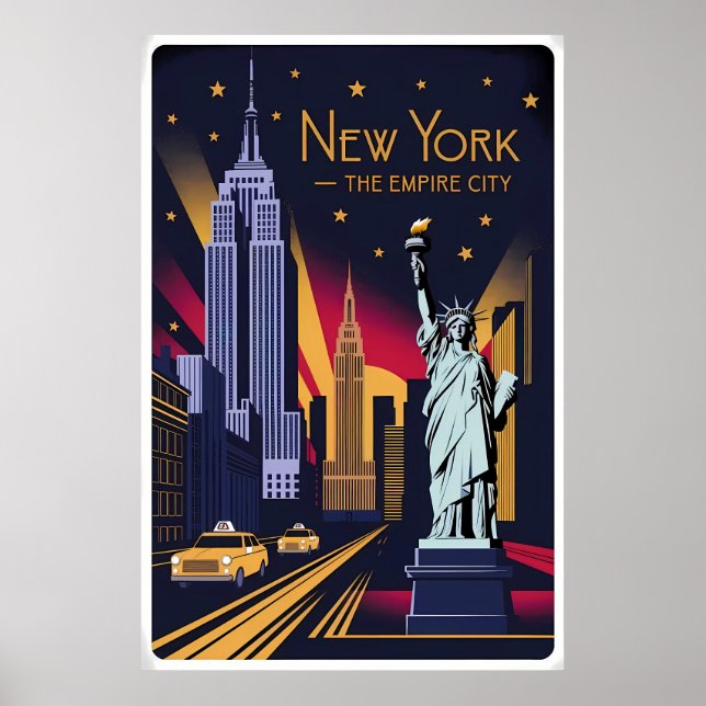 Vintage New York – Empire State & Liberty Poster (Front)