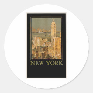 Vintage New York from Glasgow by the Anchor Line Classic Round Sticker