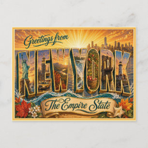 Vintage New York Greeting From Postcard