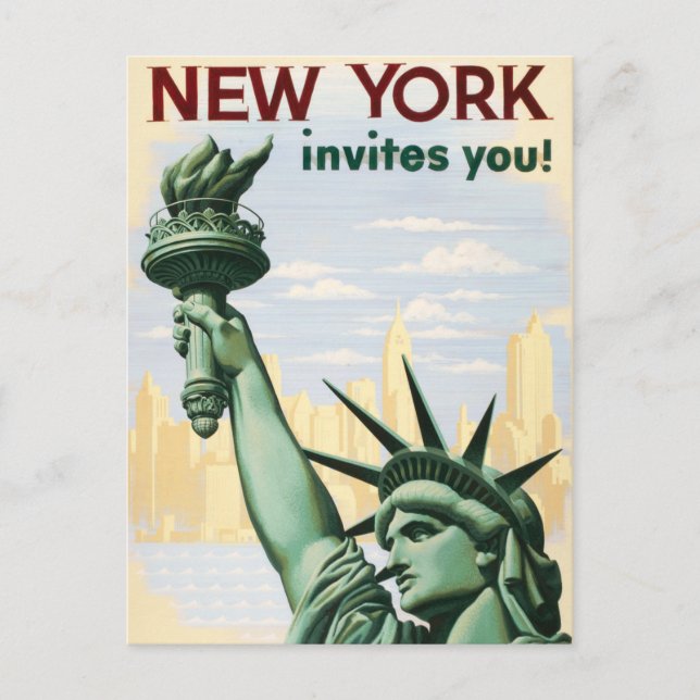 Vintage New York Invites You Travel Advertisement (Front)
