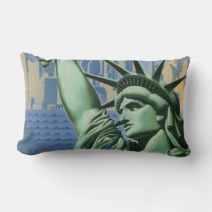 Vintage New York Invites You Travel Advertisement Lumbar Cushion
