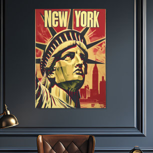 Vintage New York Lady Liberty Travel Wall Poster