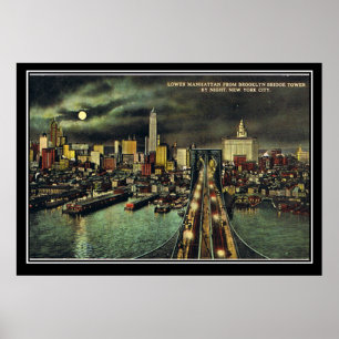 Vintage New York Manhattan 1910 Poster