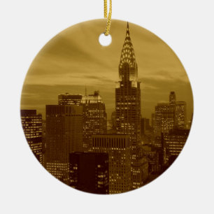 Vintage New York Manhattan Ceramic Tree Decoration