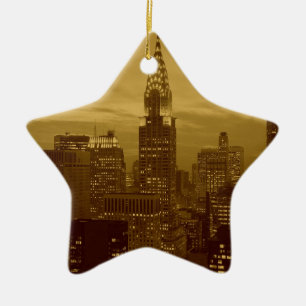 Vintage New York Manhattan Ceramic Tree Decoration