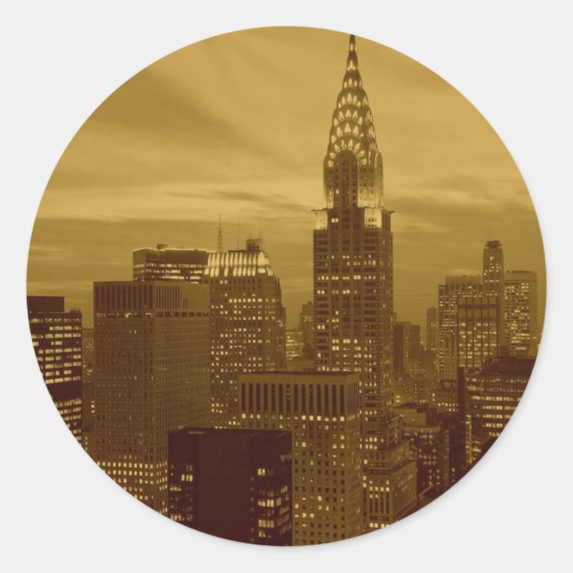 Vintage New York Manhattan Classic Round Sticker (Front)