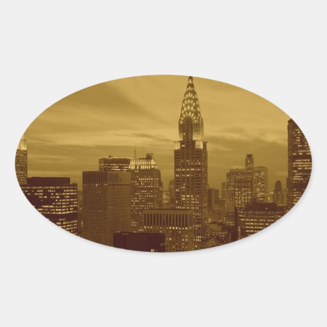 Vintage New York Manhattan Oval Sticker (Front)