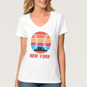 Vintage New York NY City Skyline Baseball T-Shirt