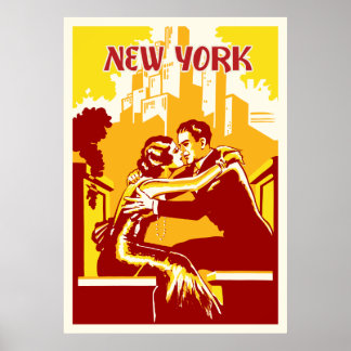 Vintage New York Poster - Warm Colours