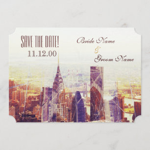 Vintage New York skyline Save The Date