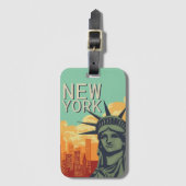 Vintage NEW YORK Skyline Statue of Liberty Luggage Tag (Front Vertical)