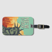 Vintage NEW YORK Skyline Statue of Liberty Luggage Tag (Front Horizontal)
