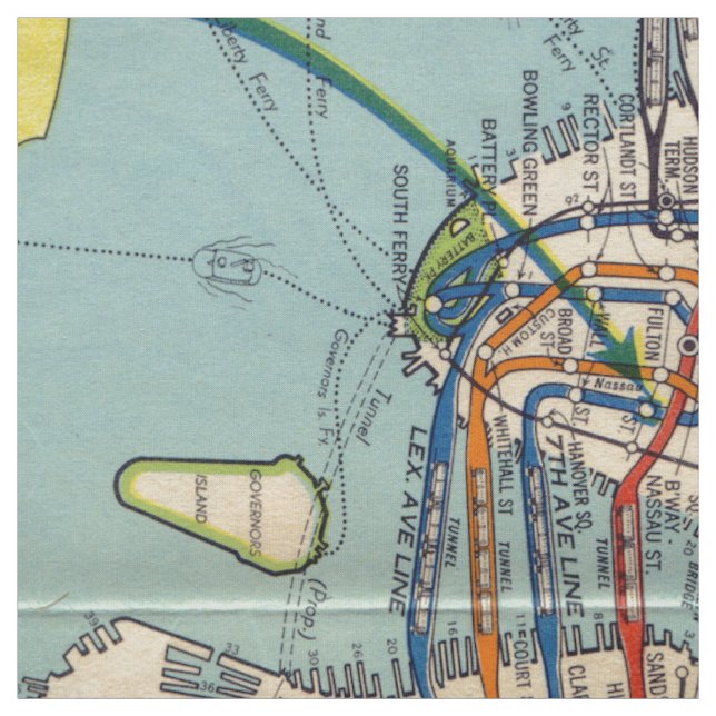 Vintage New York Subway map fabric (Swatch)
