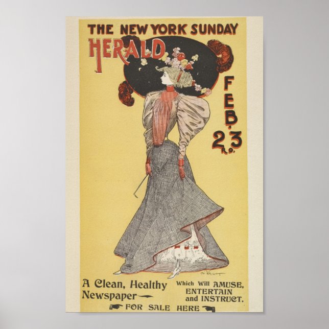 Vintage New York Sunday Herald Cover Poster (Front)